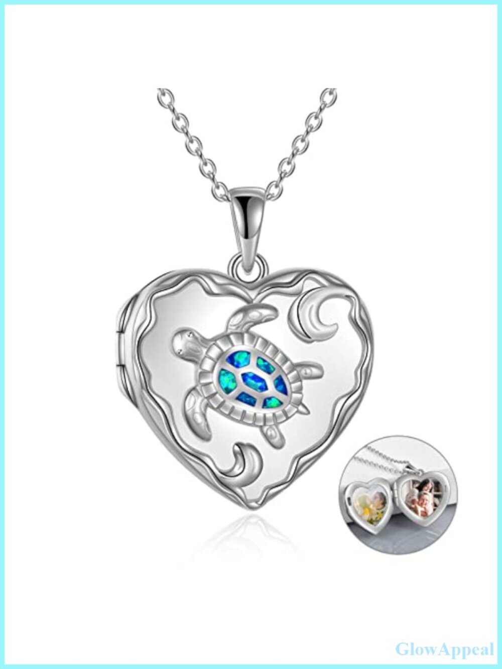 S925 Sterling Silver Heart Locket Necklace Created Opal 18+2" Chain